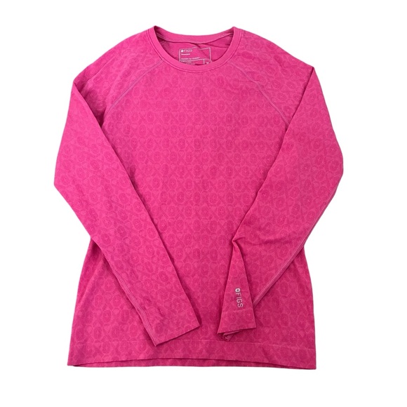 FIGS Salta Seamless Long Sleeve - Breast Cancer Awareness Ribbon F*ing Pink - M - Picture 2 of 10